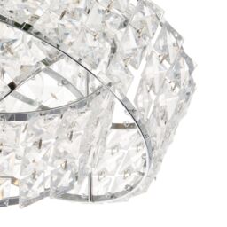 Happy Homewares Designer Chrome Plated Triple Ring Pendant Shade with Square Beads in Silver - thumbnail 3