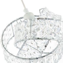 Happy Homewares Designer Chrome Plated Triple Ring Pendant Shade with Square Beads in Silver - thumbnail 5
