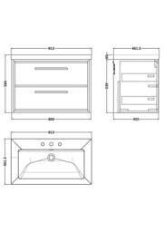 Balterley Wall Hung 2-Drawer Bathroom Vanity with Fireclay Basin, Grey, 800mm in Grey - thumbnail 2