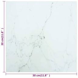 Berkfield Home Table Top White 30x30 cm 6 mm Tempered Glass with Marble Design - thumbnail 5