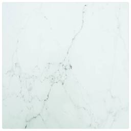 Berkfield Home Table Top White 30x30 cm 6 mm Tempered Glass with Marble Design