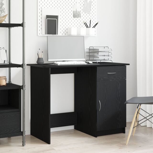 Berkfield Home Desk Black Oak Engineered Wood 100x50x76 cm Durable - Size: 100 x 50 x 76 cm - image 1