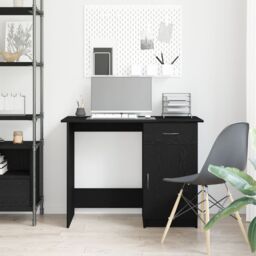 Berkfield Home Desk Black Oak Engineered Wood 100x50x76 cm Durable - Size: 100 x 50 x 76 cm - thumbnail 4