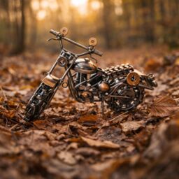 Marco Paul Vintage Metal Motorbike Sculpture Ornament with Movable Wheels in Bronze - thumbnail 7
