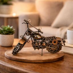 Marco Paul Vintage Metal Motorbike Sculpture Ornament with Movable Wheels in Bronze - thumbnail 8