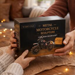 Marco Paul Vintage Metal Motorbike Sculpture Ornament with Movable Wheels in Bronze - thumbnail 9