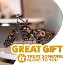 Marco Paul Vintage Metal Motorbike Sculpture Ornament with Movable Wheels in Bronze - thumbnail 4