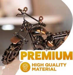 Marco Paul Vintage Metal Motorbike Sculpture Ornament with Movable Wheels in Bronze - thumbnail 5