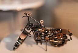 Marco Paul Vintage Metal Motorbike Sculpture Ornament with Movable Wheels in Bronze - thumbnail 6