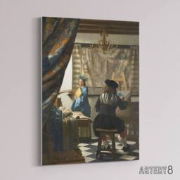 "Artery8 The Allegory of Painting Vermeer Vintage Canvas Wall Art - Size: W18"" x H24""" - thumbnail 2