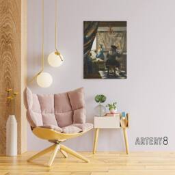 "Artery8 The Allegory of Painting Vermeer Vintage Canvas Wall Art - Size: W18"" x H24""" - thumbnail 3