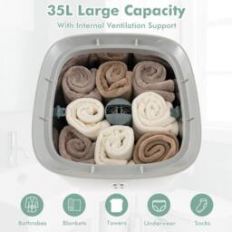 Costway 35L Large Towel Warmer Bucket Luxury Soggy Towel Heater & Dryer Combo in White - thumbnail 8
