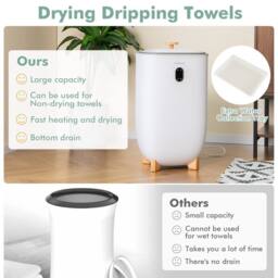 Costway 35L Large Towel Warmer Bucket Luxury Soggy Towel Heater & Dryer Combo in White - thumbnail 4