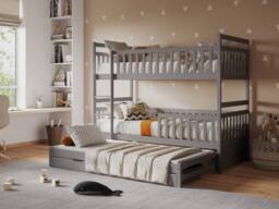 Flair Elvis Bunk Bed with Trundle & Drawers in Grey - Size: EU Single - thumbnail 2