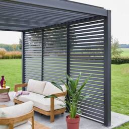 sweeek Louvered Pergola Aluminium 4 X 3m & 3 130cm Louver Panels in Grey - thumbnail 4
