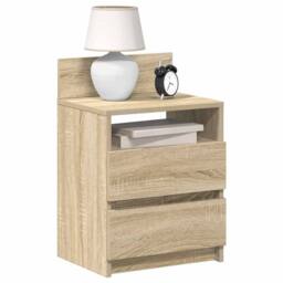 Berkfield Home Durable Bedside Cabinets 2 pcs with 2 Drawers Sonoma Oak 40x33x60 cm in Light Brown - Size: 40 x 33 x 60 cm - thumbnail 2