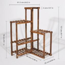 EONLION 6 Tier Corner Plant Stand Shelf Solid Wood in Brown - thumbnail 2