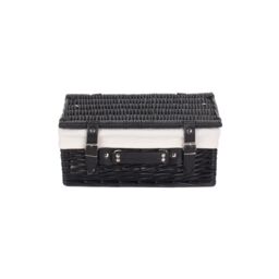 Red Hamper Wicker 36cm Empty Black Willow Picnic Basket With White Lining - thumbnail 3