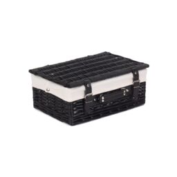 Red Hamper Wicker 36cm Empty Black Willow Picnic Basket With White Lining - thumbnail 2