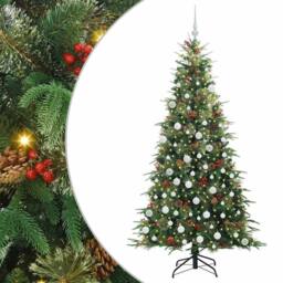 Berkfield Home Artificial Hinged Christmas Tree Green 180 cm PE & PVC - thumbnail 2