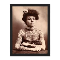 "Artery8 Wall Art Print Maud Stevens Wagner Trapezeist Tattooist Artist 1907 Photo Large Framed Wall Décor Art in White - Size: W18"" x H24""" - thumbnail 1