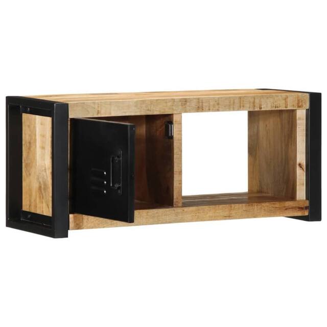 Berkfield Home TV Cabinet 80x30x35 cm Solid Rough Wood Mango in Brown - Size: 80 x 30 x 35 cm - image 1