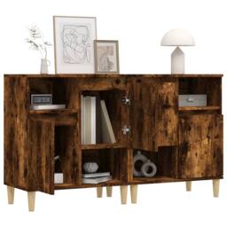 Berkfield Home Sideboards 2 pcs Smoked Oak 60x35x70 cm Engineered Wood in Brown - Size: 60 x 35 x 70 cm - thumbnail 4
