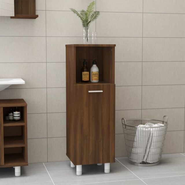 Berkfield Home Bathroom Cabinet Brown Oak 30x30x95 cm Engineered Wood - Size: 30 x 30 x 95 cm - image 1