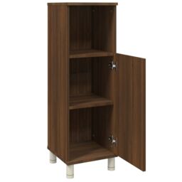 Berkfield Home Bathroom Cabinet Brown Oak 30x30x95 cm Engineered Wood - Size: 30 x 30 x 95 cm - thumbnail 6