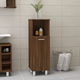 Berkfield Home Bathroom Cabinet Brown Oak 30x30x95 cm Engineered Wood - Size: 30 x 30 x 95 cm - thumbnail 1