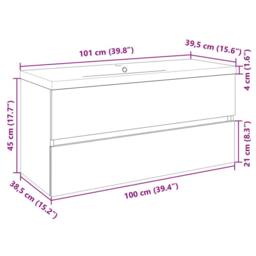 Berkfield Home 2 Piece Bathroom Furniture Set Ceramic & Engineered Wood in Light Oak - thumbnail 9