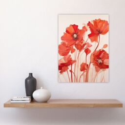 "Artery8 Wall Art Print Simplicity in Poppies Thick Paste Oil Painting Poster Picture in Red - Size: W18"" x H24""" - thumbnail 4