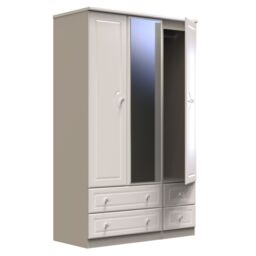 Ready Assembled 2 U Stratford Triple 2 Drawer Mirror + Drawer Wardrobe (Ready Assembled) in Taupe - thumbnail 6