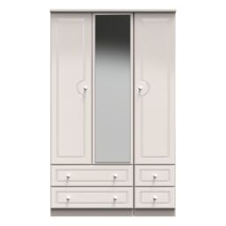 Ready Assembled 2 U Stratford Triple 2 Drawer Mirror + Drawer Wardrobe (Ready Assembled) in Taupe - thumbnail 1