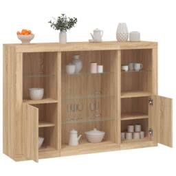 Berkfield Home Sideboards with LED Lights 3 pcs Sonoma Oak Engineered Wood in Brown - thumbnail 2