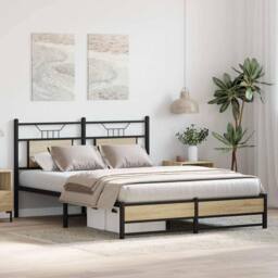 Berkfield Home Bed Frame without Mattress Sonoma Oak 140x200 cm Engineered Wood in Brown - thumbnail 5