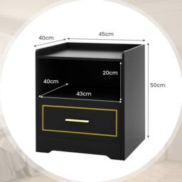 Costway LED Nightstand Smart Bedside Table Cabinet Side End Table Storage Living Room in Black - thumbnail 2
