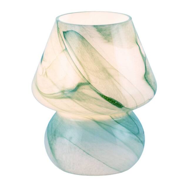 Happy Homewares Modern Mini Mushroom Glass Table Lamp with Marble Effect Pattern in Teal - image 1
