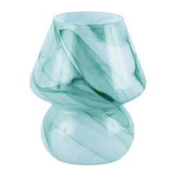 Happy Homewares Modern Mini Mushroom Glass Table Lamp with Marble Effect Pattern in Teal - thumbnail 2