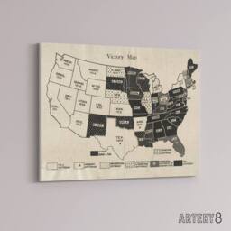 "Artery8 1919 Women's Suffrage Map US Voting Rights Canvas Wall Art Print in Beige - Size: W18"" x H24""" - thumbnail 2