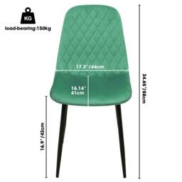 Alivio Ergonomic Velvet Dining Chairs for Indoor Outdoor (Pack of 4) in Green - thumbnail 6