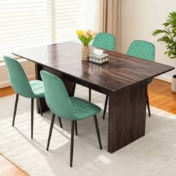 Alivio Ergonomic Velvet Dining Chairs for Indoor Outdoor (Pack of 4) in Green - thumbnail 2