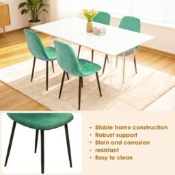 Alivio Ergonomic Velvet Dining Chairs for Indoor Outdoor (Pack of 4) in Green - thumbnail 7