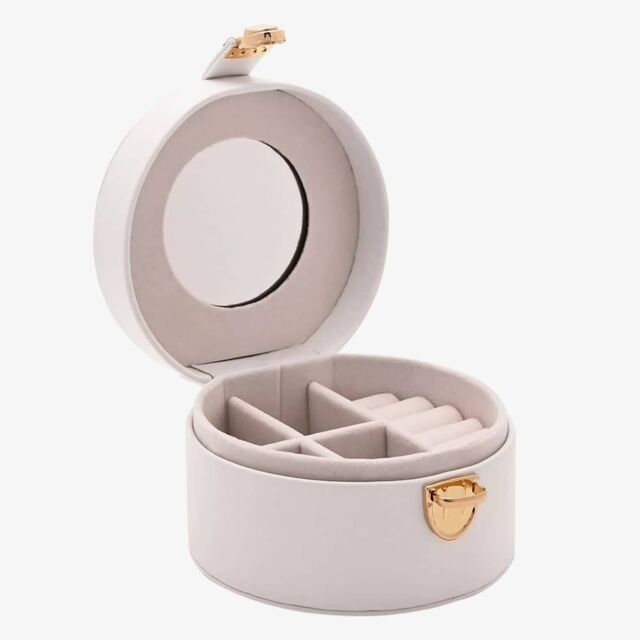 T.H.Baker Women's Sophia White Round Leather Jewellery Box S3341W - image 1