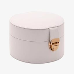 T.H.Baker Women's Sophia White Round Leather Jewellery Box S3341W - thumbnail 2