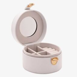 T.H.Baker Women's Sophia White Round Leather Jewellery Box S3341W