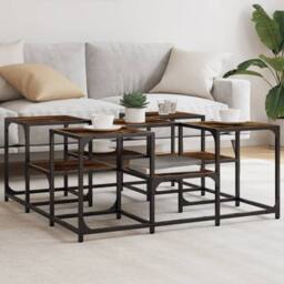 Berkfield Home Decorative Coffee Table Smoked Oak 91x91x40 cm Engineered Wood in Brown - Size: 91 x 91 x 40 cm - thumbnail 2