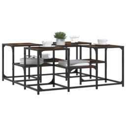 Berkfield Home Decorative Coffee Table Smoked Oak 91x91x40 cm Engineered Wood in Brown - Size: 91 x 91 x 40 cm - thumbnail 4