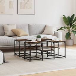 Berkfield Home Decorative Coffee Table Smoked Oak 91x91x40 cm Engineered Wood in Brown - Size: 91 x 91 x 40 cm - thumbnail 1
