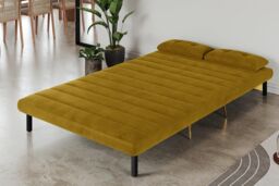 Furniture Maxi Jola Velvet Foldable 2 Seater Sofa Bed With Pillows in Mustard - thumbnail 3